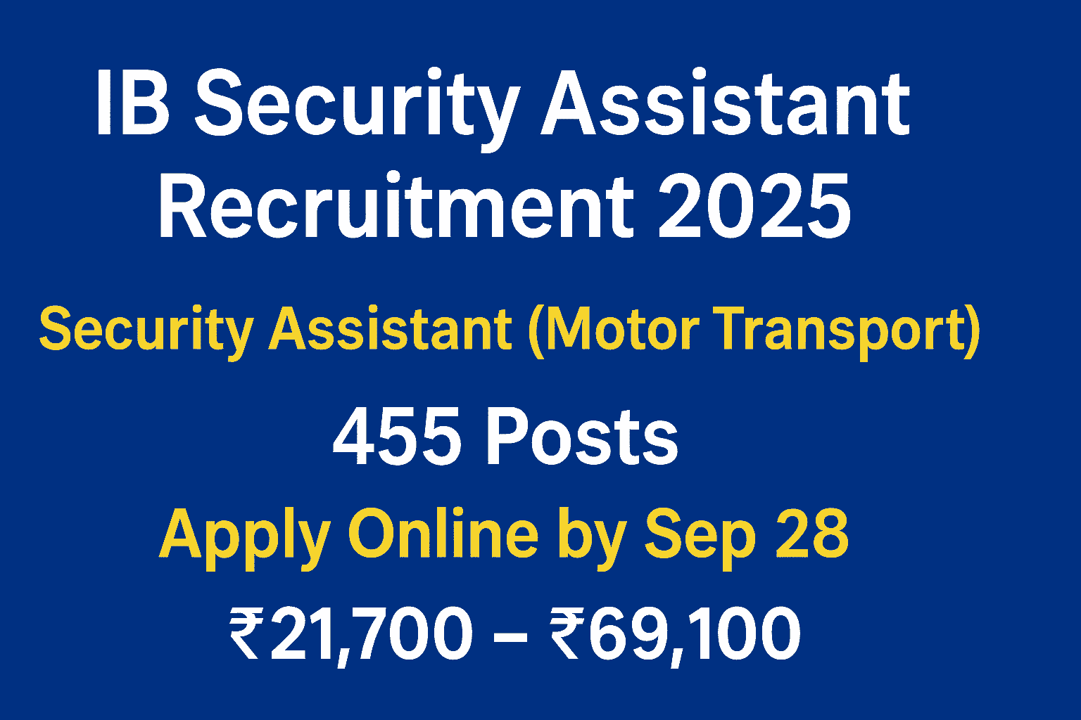 IB Motor Transport Jobs 2025 | Apply Online for 455 Posts